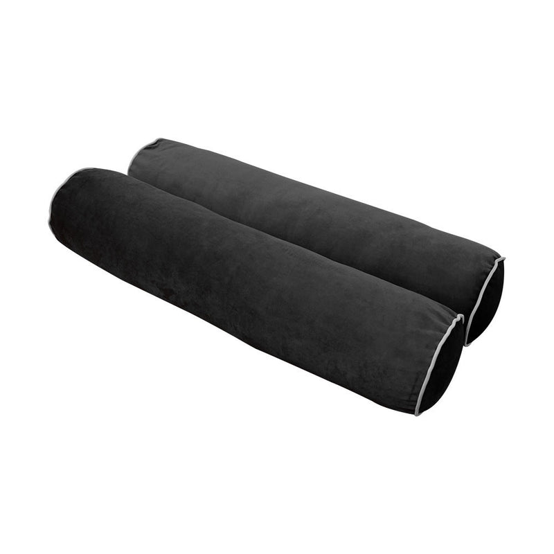COVER ONLY Model V5 Twin Velvet Contrast Indoor Daybed Bolster Pillow - AD350