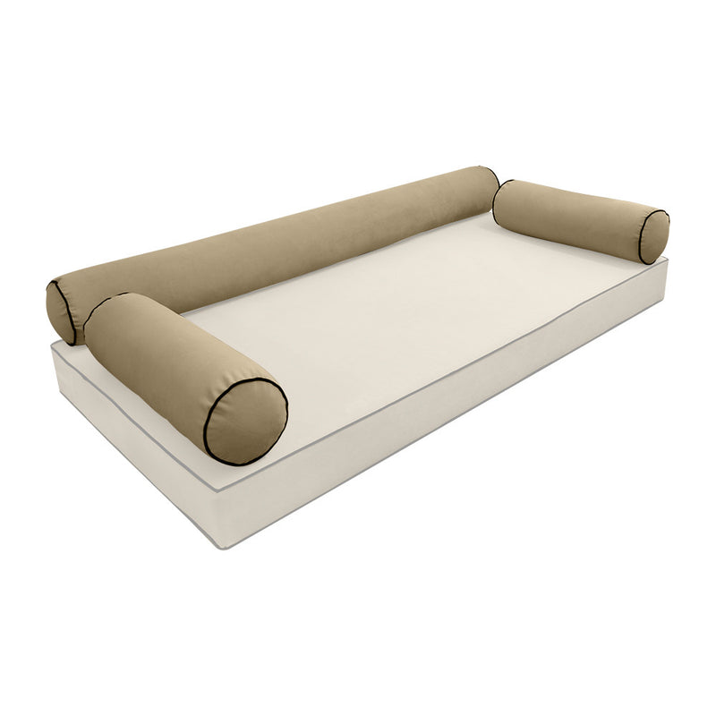 COVER ONLY Model V6 Twin-XL Velvet Contrast Indoor Daybed Bolster Pillow - AD304