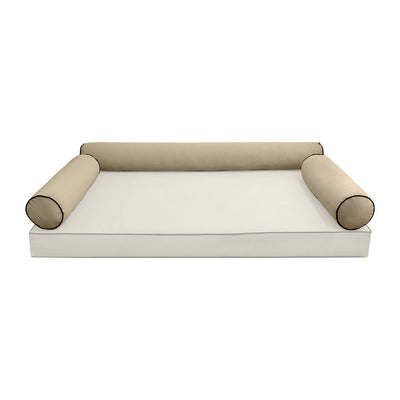 COVER ONLY Model V6 Twin-XL Velvet Contrast Indoor Daybed Bolster Pillow - AD304