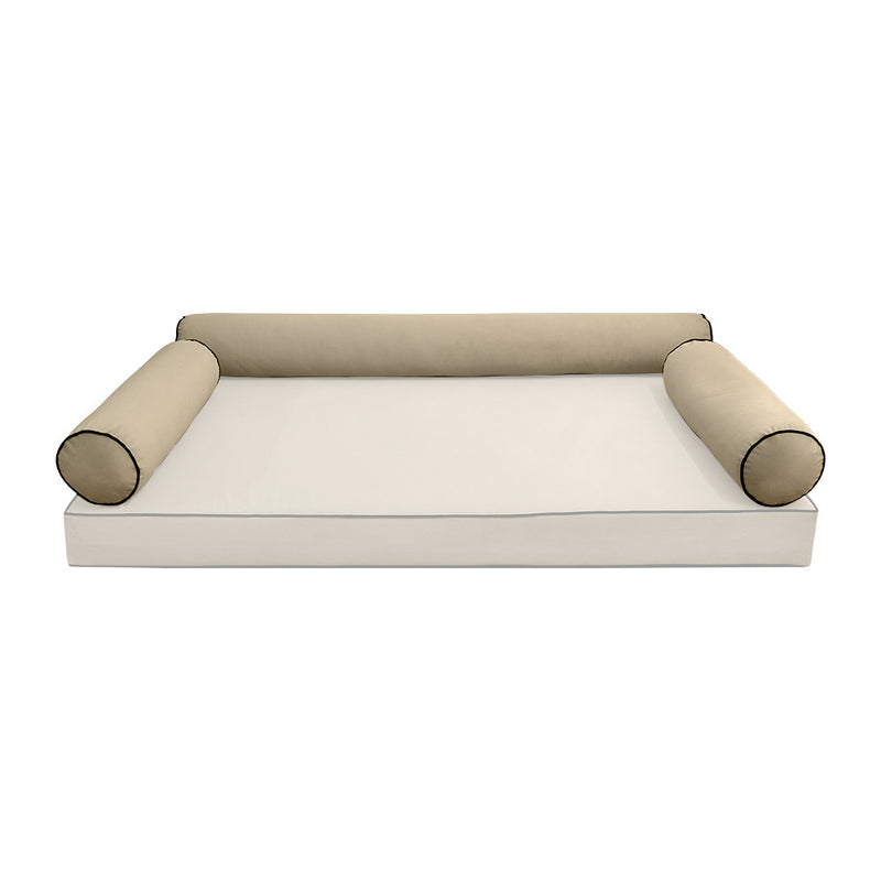 COVER ONLY Model V6 Twin-XL Velvet Contrast Indoor Daybed Bolster Pillow - AD304