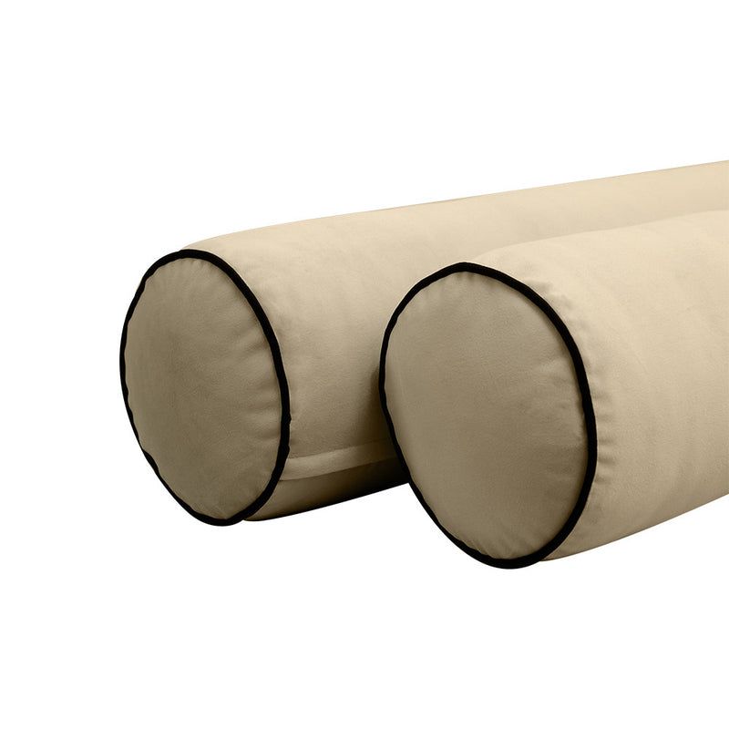COVER ONLY Model V6 Twin-XL Velvet Contrast Indoor Daybed Bolster Pillow - AD304