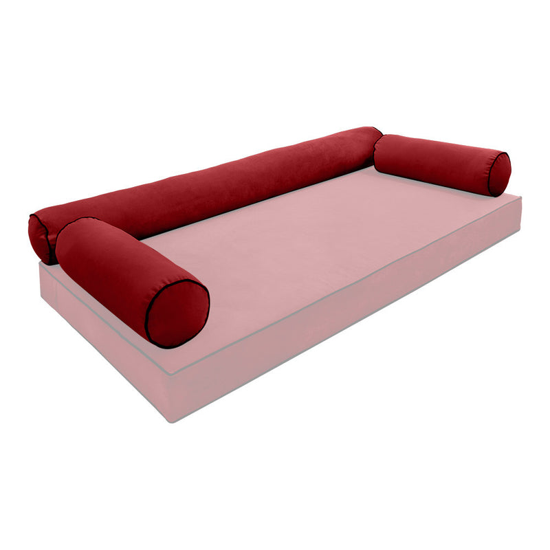 COVER ONLY Model V6 Twin-XL Velvet Contrast Indoor Daybed Bolster Pillow - AD369