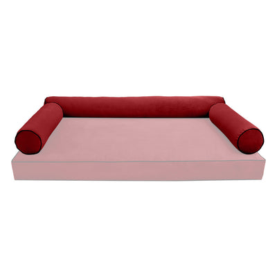COVER ONLY Model V6 Twin-XL Velvet Contrast Indoor Daybed Bolster Pillow - AD369