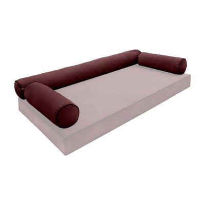 COVER ONLY Model V6 Full Velvet Contrast Indoor Daybed Bolster Pillow - AD368