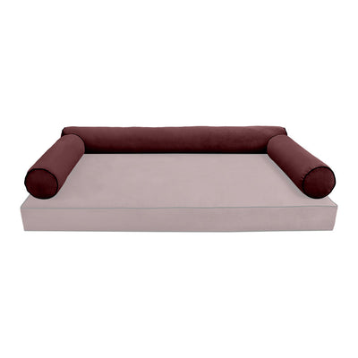 COVER ONLY Model V6 Full Velvet Contrast Indoor Daybed Bolster Pillow - AD368
