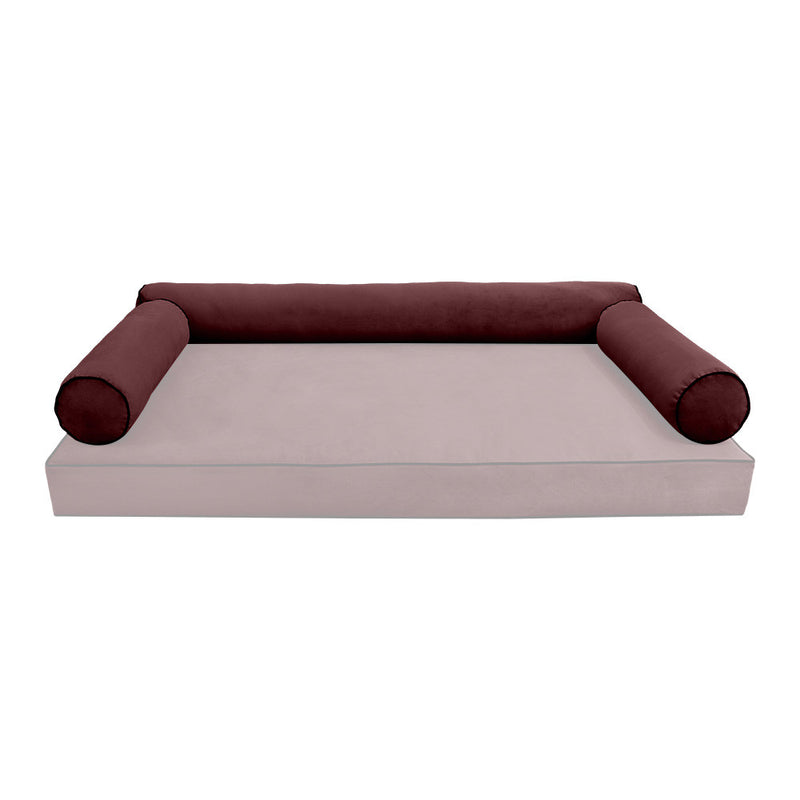 COVER ONLY Model V6 Full Velvet Contrast Indoor Daybed Bolster Pillow - AD368