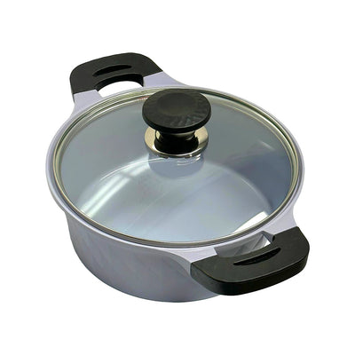 5.5 QT Ceramic Sauce Pot with Lid, 9-1/2'' Ceramic Interior Exterior Cooking Pot