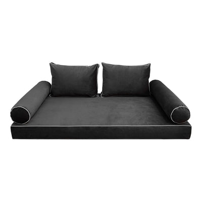COVER ONLY Model V1 Twin-XL Velvet Contrast Indoor Daybed Mattress Cushion AD350