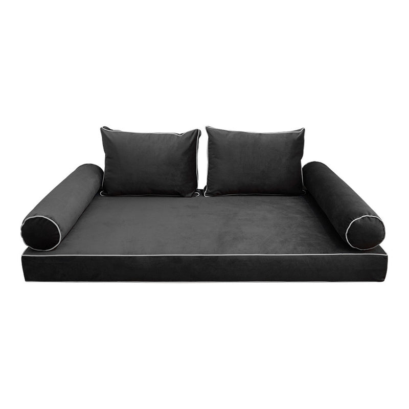COVER ONLY Model V1 Twin-XL Velvet Contrast Indoor Daybed Mattress Cushion AD350