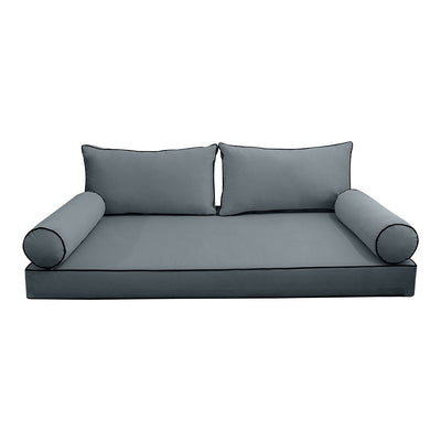 COVER ONLY Model V2 Twin-XL Velvet Contrast Pipe Indoor Daybed Mattress Cushion AD347