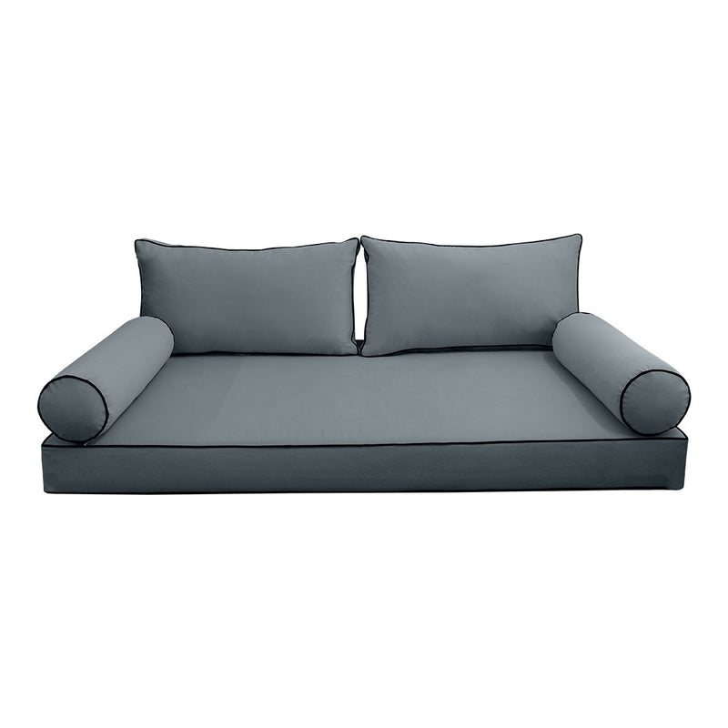 COVER ONLY Model V2 Twin-XL Velvet Contrast Pipe Indoor Daybed Mattress Cushion AD347