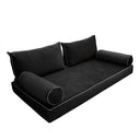 COVER ONLY Model V2 Twin-XL Velvet Contrast Pipe Indoor Daybed Mattress Cushion AD350
