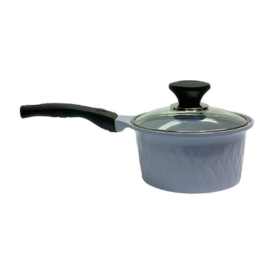 2.1 QT Ceramic Sauce Pot with Lid, 7'' Ceramic Interior Exterior Cooking Pot