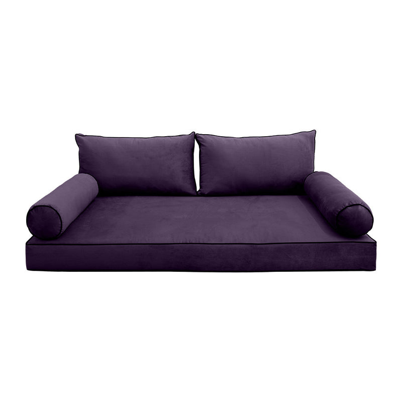 COVER ONLY Model V2 Full Velvet Contrast Pipe Indoor Daybed Mattress Cushion AD339