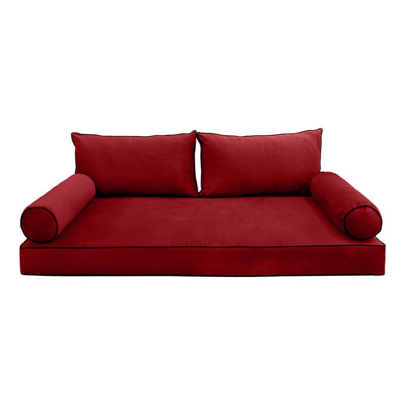 COVER ONLY Model V2 Full Velvet Contrast Pipe Indoor Daybed Mattress Cushion AD369
