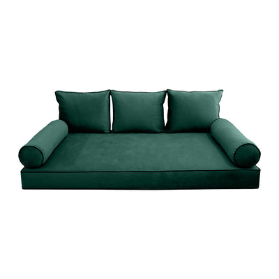 COVER ONLY Model V3 Twin-XL Velvet Contrast Pipe Indoor Daybed Mattress Cushion AD317