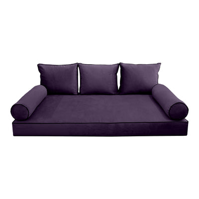 COVER ONLY Model V3 Twin-XL Velvet Contrast Pipe Indoor Daybed Mattress Cushion AD339