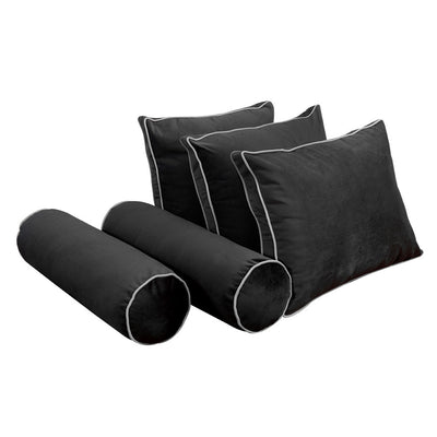 COVER ONLY Model V3 Twin-XL Velvet Contrast Pipe Indoor Daybed Mattress Cushion AD350