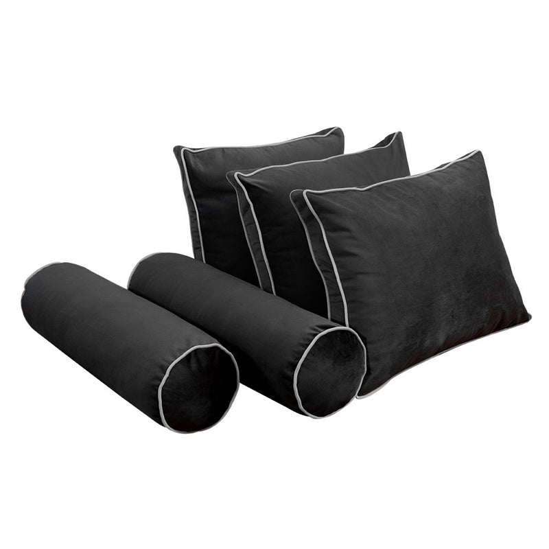 COVER ONLY Model V3 Twin-XL Velvet Contrast Pipe Indoor Daybed Mattress Cushion AD350
