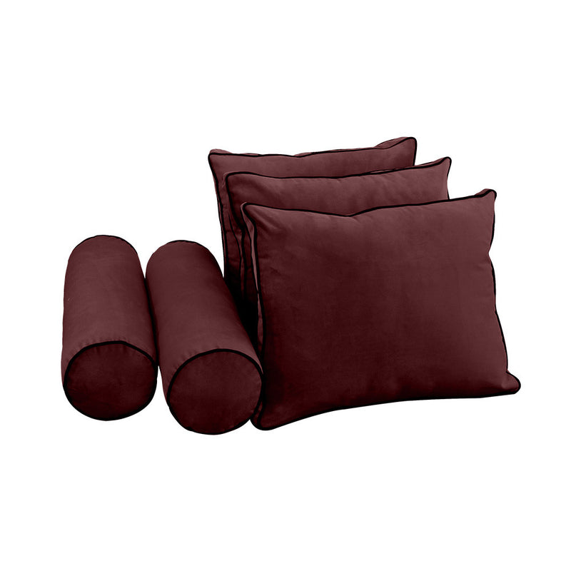 COVER ONLY Model V3 Twin-XL Velvet Contrast Pipe Indoor Daybed Mattress Cushion AD368