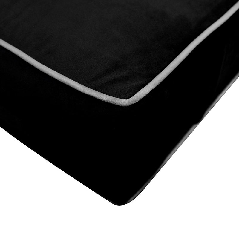 COVER ONLY Model V3 Twin-XL Velvet Contrast Pipe Indoor Daybed Mattress Cushion AD374