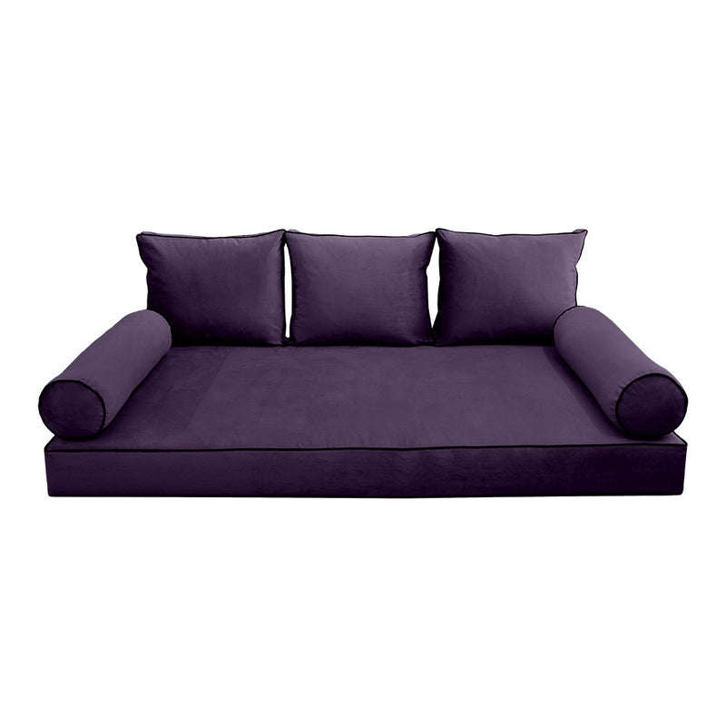 COVER ONLY Model V3 Full Velvet Contrast Pipe Indoor Daybed Mattress Cushion AD339