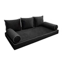 COVER ONLY Model V3 Full Velvet Contrast Pipe Indoor Daybed Mattress Cushion AD350