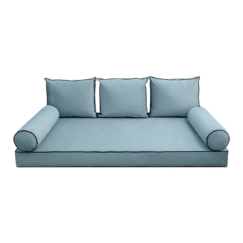 COVER ONLY Model V3 Full Velvet Contrast Pipe Indoor Daybed Mattress Cushion AD355
