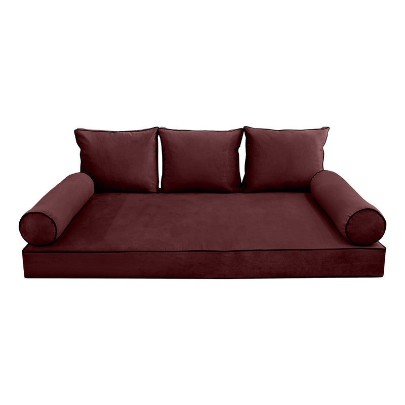 COVER ONLY Model V3 Full Velvet Contrast Pipe Indoor Daybed Mattress Cushion AD368