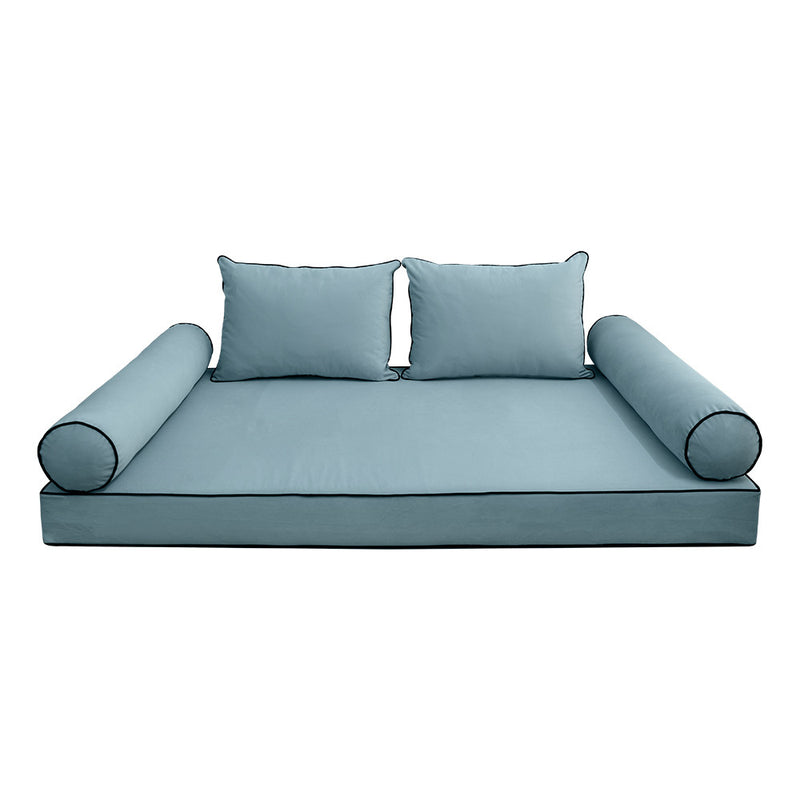 COVER ONLY Model V4 Twin Velvet Contrast Pipe Indoor Daybed Mattress Cushion AD355