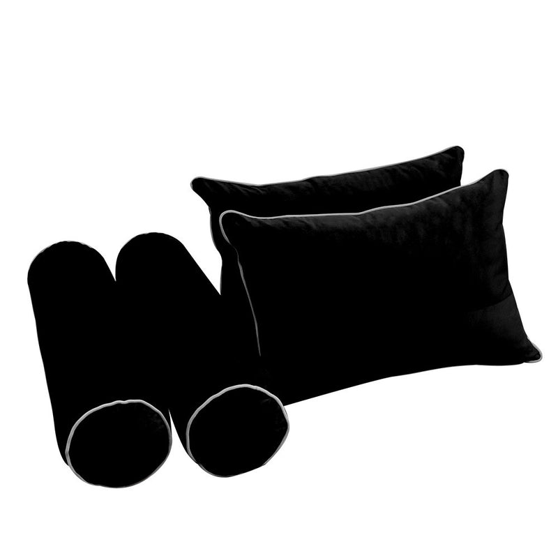 COVER ONLY Model V4 Twin Velvet Contrast Pipe Indoor Daybed Mattress Cushion AD374