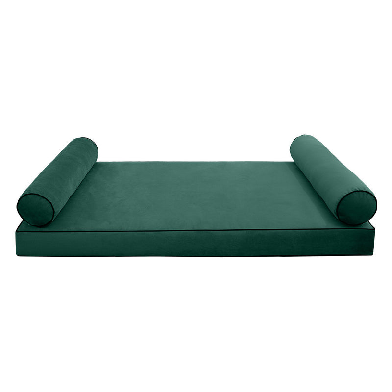 COVER ONLY Model V5 Twin Velvet Contrast Pipe Indoor Mattress Bolster Pillow AD317