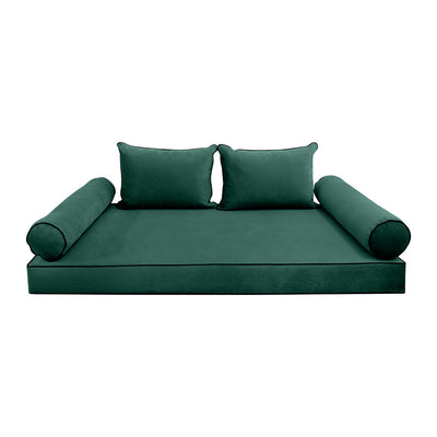 COVER ONLY Model V4 Twin-XL Velvet Contrast Pipe Indoor Daybed Mattress Cushion AD317