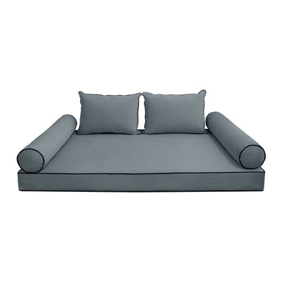COVER ONLY Model V4 Twin-XL Velvet Contrast Pipe Indoor Daybed Mattress Cushion AD347