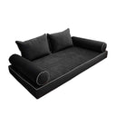COVER ONLY Model V4 Twin-XL Velvet Contrast Pipe Indoor Daybed Mattress Cushion AD350