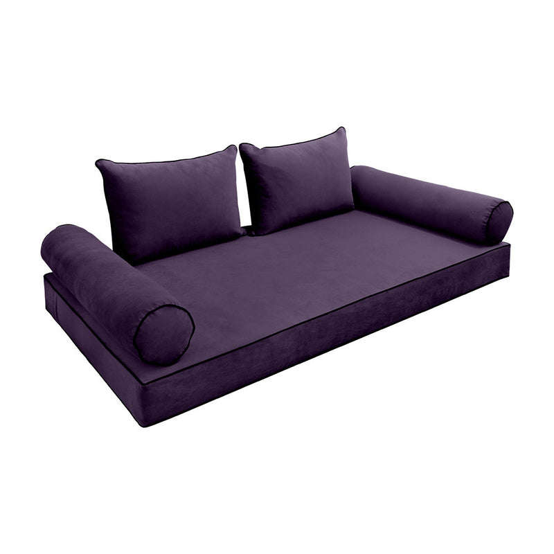 COVER ONLY Model V4 Full Velvet Contrast Pipe Indoor Daybed Mattress AD339
