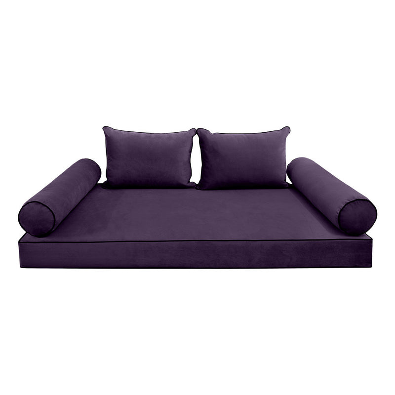 COVER ONLY Model V4 Full Velvet Contrast Pipe Indoor Daybed Mattress AD339