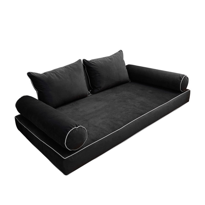COVER ONLY Model V4 Full Velvet Contrast Pipe Indoor Daybed Mattress AD350