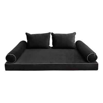 COVER ONLY Model V4 Full Velvet Contrast Pipe Indoor Daybed Mattress AD350