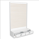 White 48”W x 20”D x 80”H Slatwall Wall Unit, L-Shaped Retail Display Tower Floor Stand Fixture for Store, Boutique & Commercial Merchandising