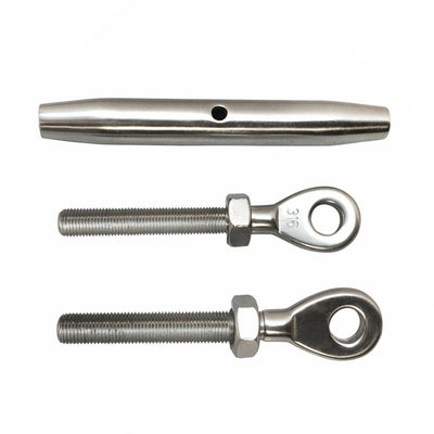 1/4" Stainless Steel Closed Body Eye Eye Turnbuckle 300 Lbs Limit
