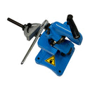 Manual metal plate shear featuring rotating jaws and black guide bar