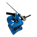 Fabrication rotary shear with blue cast base and silver cutting lever