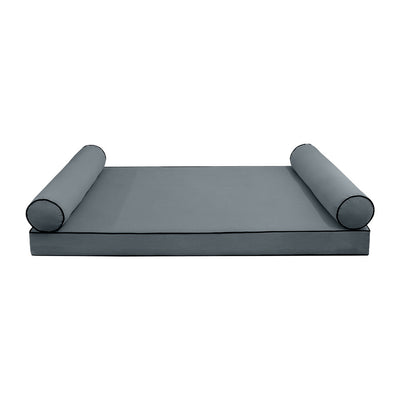 COVER ONLY Model V5 Twin-XL Velvet Contrast Pipe Indoor Mattress Bolster Pillow AD347