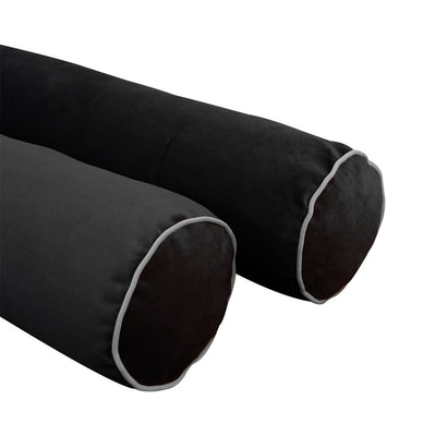 COVER ONLY Model V5 Twin-XL Velvet Contrast Pipe Indoor Mattress Bolster Pillow AD350
