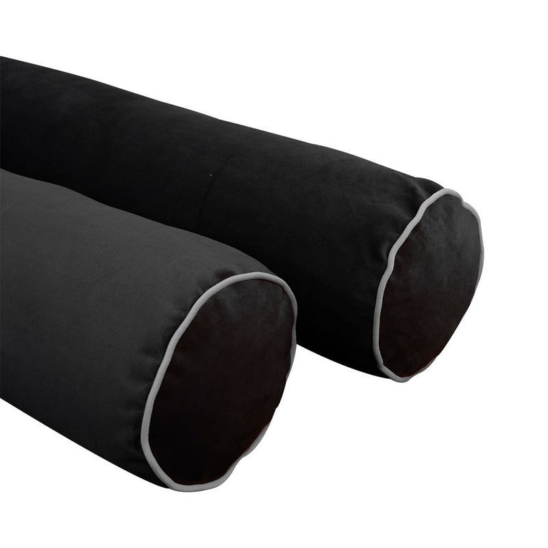 COVER ONLY Model V5 Twin-XL Velvet Contrast Pipe Indoor Mattress Bolster Pillow AD350