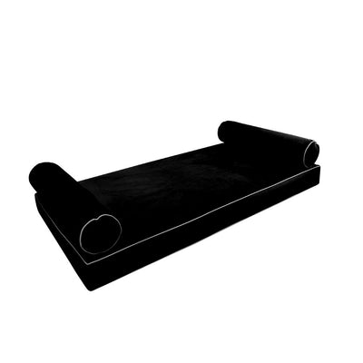 COVER ONLY Model V5 Twin-XL Velvet Contrast Pipe Indoor Mattress Bolster Pillow AD374