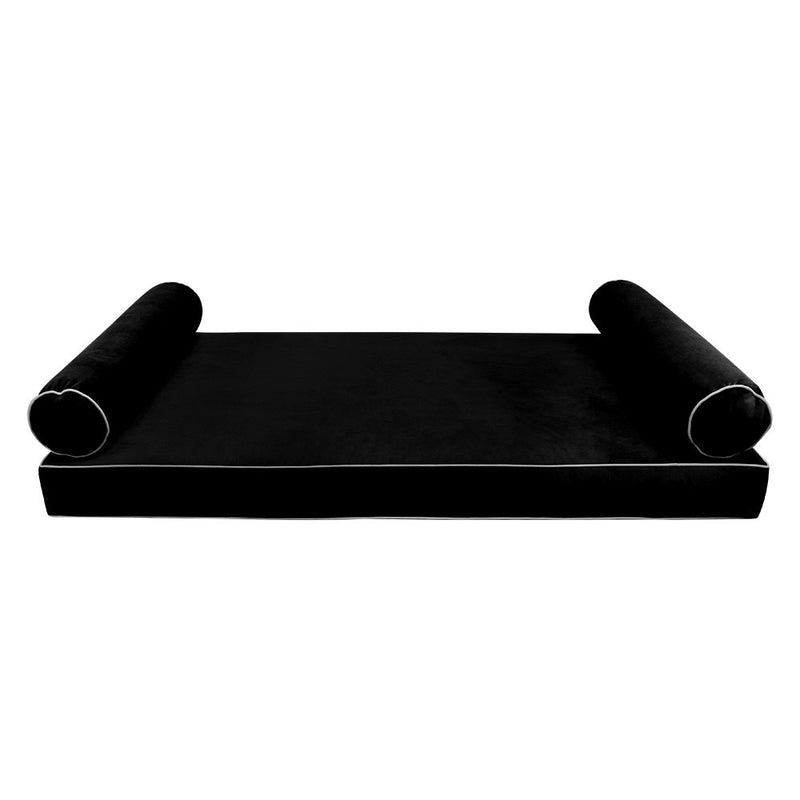 COVER ONLY Model V5 Twin-XL Velvet Contrast Pipe Indoor Mattress Bolster Pillow AD374