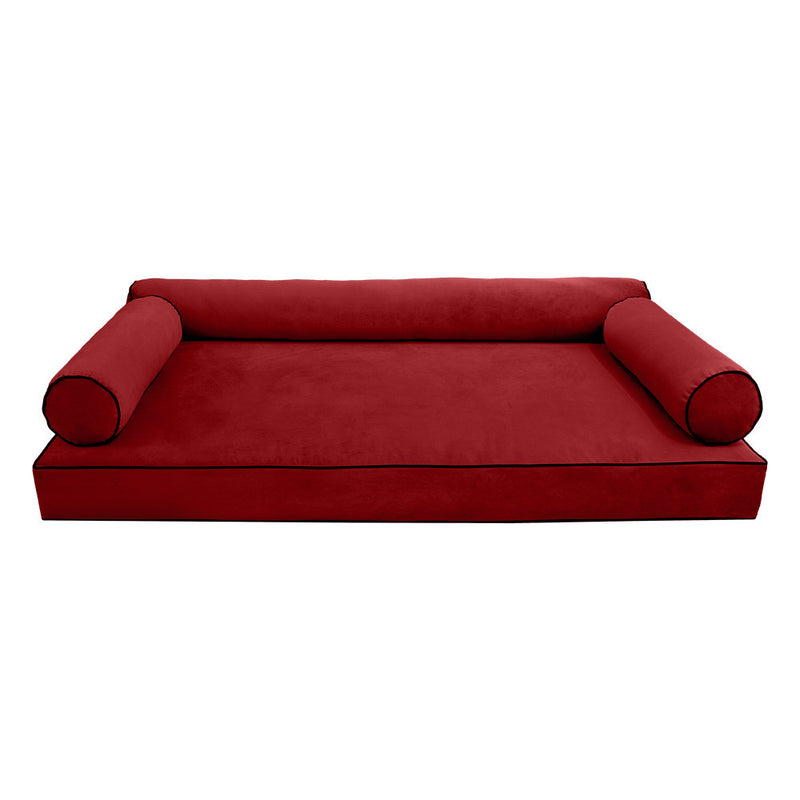 COVER ONLY Model V6 Full Velvet Contrast Pipe Indoor Mattress Pillow AD369