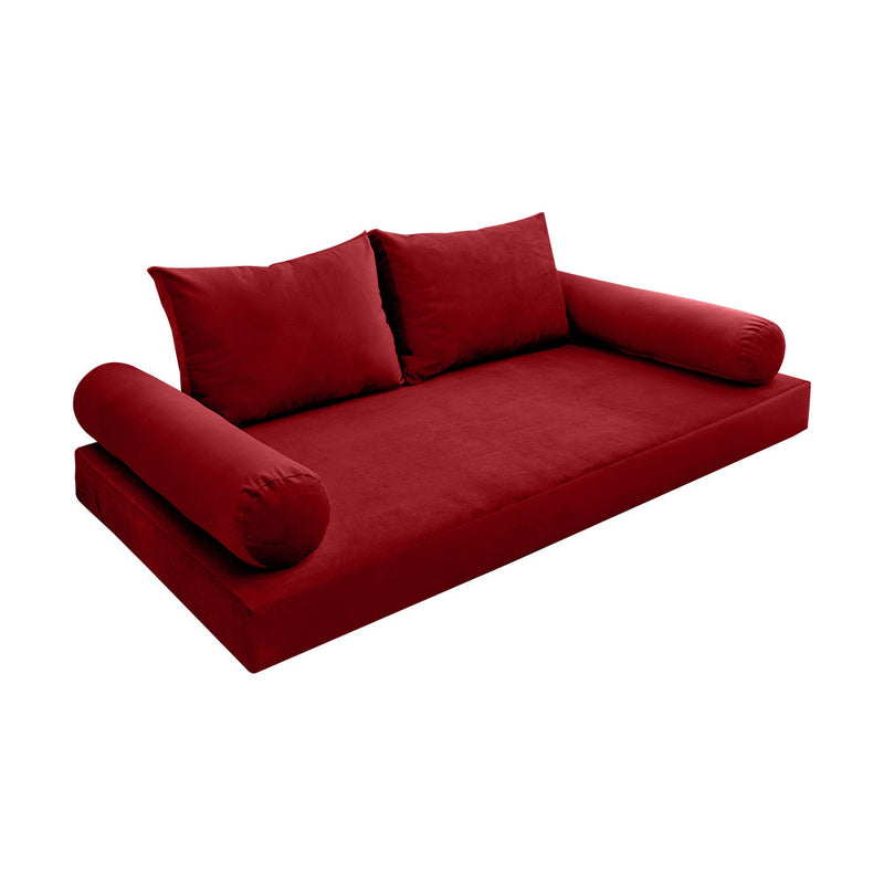 Model V1 Twin-XL Velvet Knife Edge Indoor Daybed Mattress Cushion Complete Set AD369